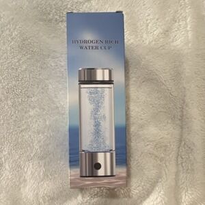 Portable Hydrogen‎ Rich Water Bottle Silver Glass Stainless Steel Screw-on Lid